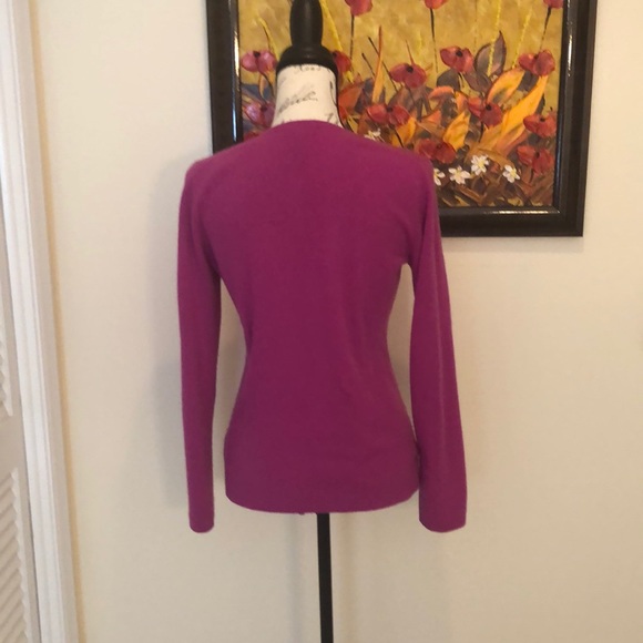 Ann Taylor 100% cashmere Pink V Neck Sweater Women - Picture 3 of 5